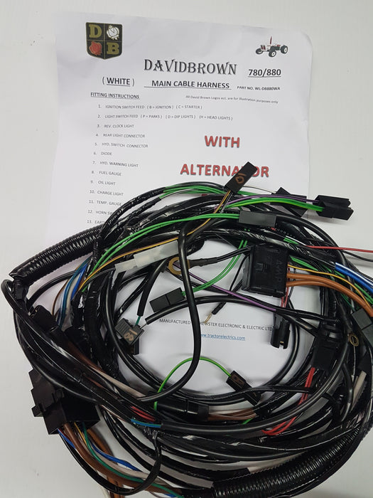 Tractor harness for David Brown 780 880 series Selectamatic with Alternator fitted